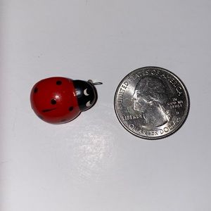 Antique Wooden Ladybug Brooch Pin